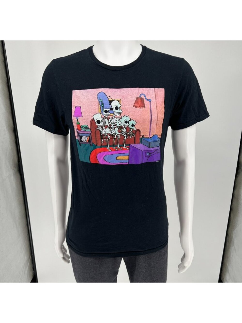 The Simpsons Treehouse of Horror Skeleton Family Couch Scene T-Shirt (Youth M)